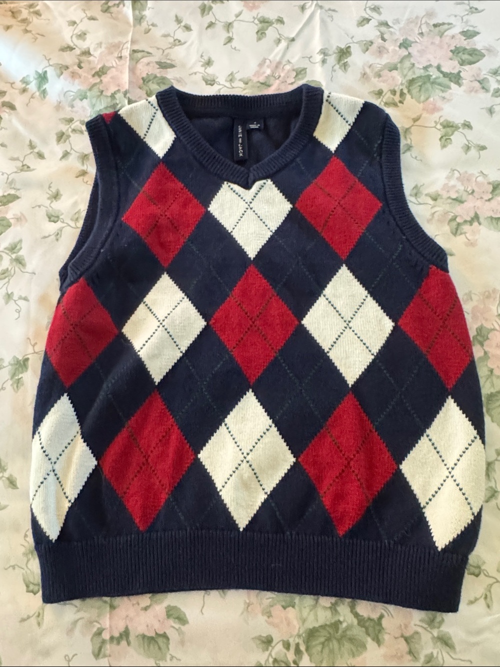 Janie and Jack Navy, Red & Cream Argyle Sweater Vest